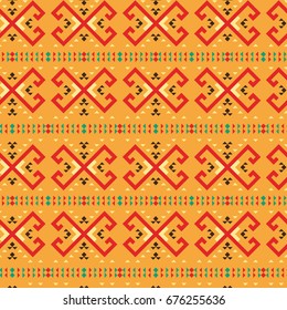 Tribal geometric pattern with Mexican motifs.