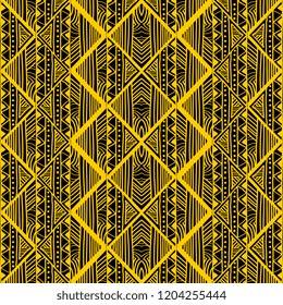 Tribal geometric pattern with seamless hand drawn ornament. Korean, egyptian, asian, indian, and aztec maya ancient style. Decorative patterns texture for print and fashion wrapping textile.