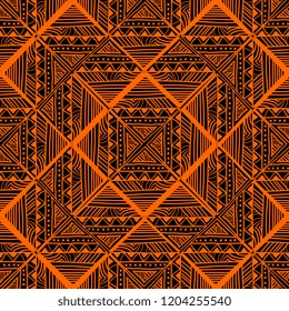 Tribal geometric pattern with seamless hand drawn ornament. Korean, egyptian, asian, indian, and aztec maya ancient style. Decorative patterns texture for print and fashion wrapping textile.