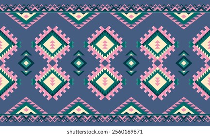 Tribal geometric pattern with soft pink and green shades. Tribal Navajo inspired design for scarf kerchief shirt fabric tablecloth pillow carpet rug phones cases clothing textile fabric print design.