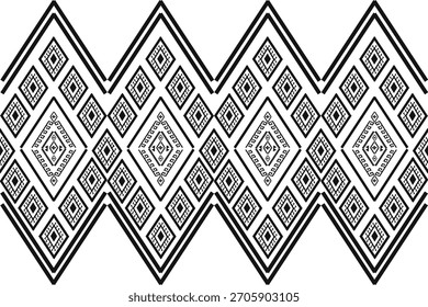 Tribal Geometric Pattern Textile Design Weißer Hintergrund, schwarzes Muster