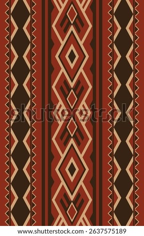 Tribal geometric patterns in earth tones, traditional ethnic textile design.