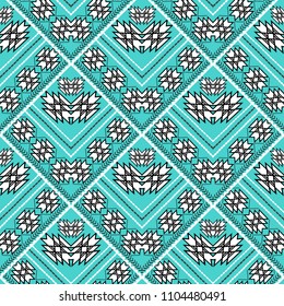 Tribal geometric seamless pattern. Geometric ornamental abstract vector background. Tiled patterned rhombus ornament. Geometrical shapes, lines, stripes and elements. Luxury ethnic design for fabric