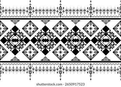 Padrão têxtil geométrico tribal em preto e branco, étnico, azteca, tecido, decorativo, parede, papel de parede, papel de embrulho, tecido, seda, cachecol, travesseiro, livro, pano de fundo e etc.