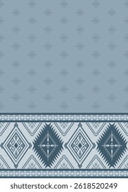Tribal Geometric Textile Pattern in Cool Blue Tones