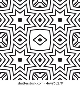 Tribal geometric vector pattern. Seamless ethnic black and white background