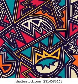 tribal geometric vector seamless pattern