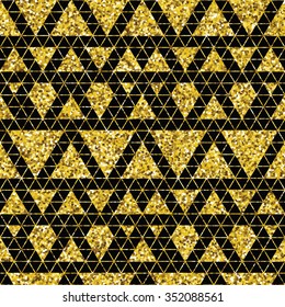 Tribal glitter golden seamless pattern. Trendy modern vector illustration.