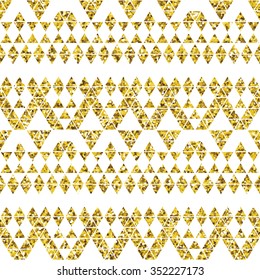 Tribal glitter golden seamless pattern. Trendy modern vector illustration.