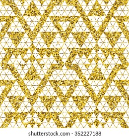 Tribal glitter golden seamless pattern. Trendy modern vector illustration.