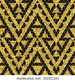 Tribal glitter golden seamless pattern. Trendy modern vector illustration.
