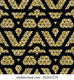 Tribal glitter golden seamless pattern. Trendy modern vector illustration.