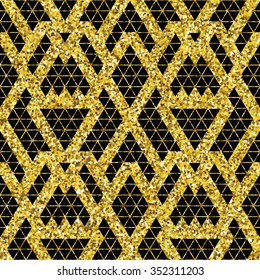 Tribal glitter golden seamless pattern. Trendy modern vector illustration.