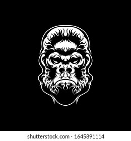 Tribal Gorilla Head Logo Vector