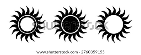 Tribal gothic sun symbol. Tattoo design. Star graphic geometric shape. Mystic black sun icon. Traditional ethnic art design element. Vector illustration isolated on white background.