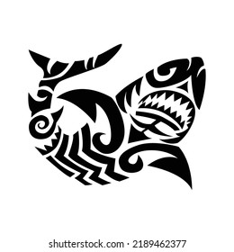 tribal great shark tattoo illustration, shark tattoo