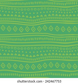 Tribal green vector pattern. Vector illustration. Abstract geometric pattern. Seamless pattern for fabric, paper and other printing and web projects.