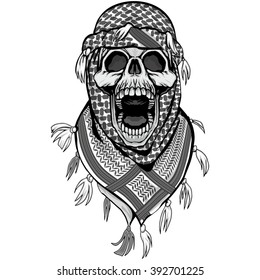 tribal grunge skull coat of arms