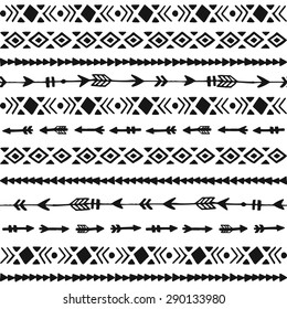 Tribal hand drawn background, ethic doodle pattern, ink illustration