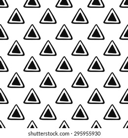 Tribal hand drawn background, ethic, doodle, triangle pattern, ink illustration