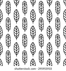 Tribal hand drawn background, ethic, doodle, feathers pattern, ink illustration