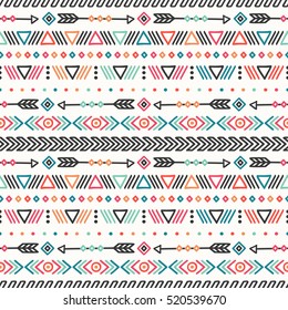 Tribal hand drawn line geometric mexican ethnic seamless pattern. Border. Wrapping paper. Print. Doodles. Vintage tiling. Handmade native vector illustration. Aztec background. Texture. Style 