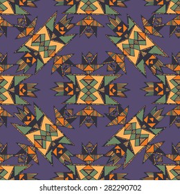 Tribal hand drawn native american pattern in vector. Used for wallpaper, pattern fills, web page background, surface textures.