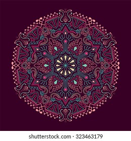 Tribal hand drawn round. Vector