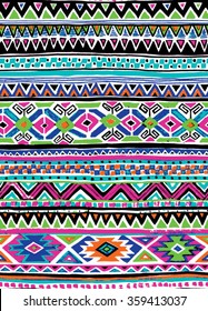 Tribal hand drawn seamless pattern. Vector illustration.