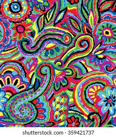 Tribal hand drawn seamless pattern. Vector illustration.