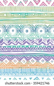 Tribal hand drawn seamless pattern. Vector illustration.