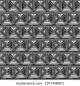 Tribal hand drawn square pattern ornament black and white vintage retro asian, african, tunisian, egyptian seamless drawing background abstract.