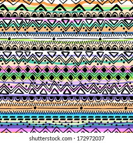 Tribal hand drawn stripe ~ seamless vector background