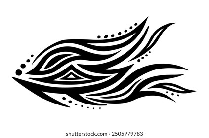 Tribal handgezeichnete Tattoo Vektorgrafik. Schwarze Kurvenformen auf weißem Hintergrund