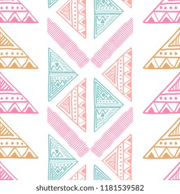 Tribal hand drawn triangle pattern. Vector illustration for women fashion wrapping textile and print.