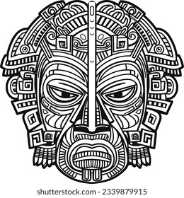 Tribal hawaii totem afrikanische traditionelle Holzmaske. hawaii maske exotische, afrikanische Gesichtsskulptur aus Holz zur Illustration