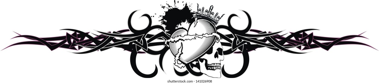 tribal heart tattoo tshirt in vector format very easy to edit