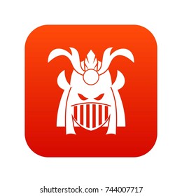 Tribal helmet icon digital red for any design isolated on white vector illustration