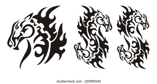 Tribal horse head and double horse sing