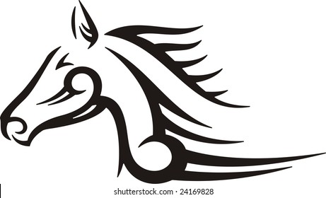 Tribal Horse vector illustration, great for vehicle graphics, stickers and T-shirt designs. Ready for vinyl cutting.