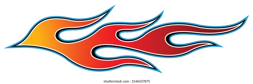 Tribal hot rod fire flame motorcycle sticker and car decal vector art graphic