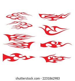 Tribal hotrod muscle car flame graphics for hoods  sides and motorbikes. Can be used as stickers  decals or tattoos too