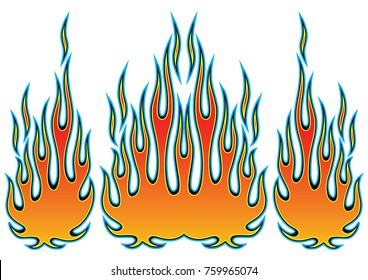 Tribal hotrod muscle car flame kit for car hoods and sides. Can be used as decals or even tattoos too.
