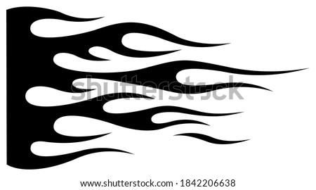 Tribal hotrod muscle car silhouette flame graphic for car hoods and sides. Can be used as decals, mask and tattoos too. Stok fotoğraf © 