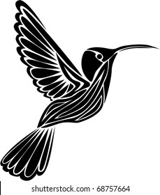 Tribal Hummingbird Silhouette Tattoo Stock Vector (Royalty Free ...