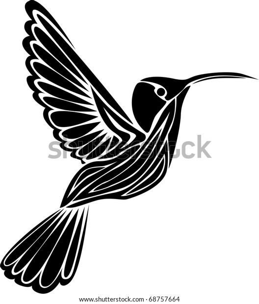Tribal Hummingbird Silhouette Tattoo Stock Vector (Royalty Free) 68757664