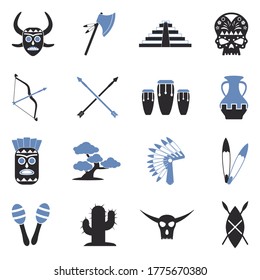 Tribal Icons. Two Tone Flat Design. Vector Illustration.