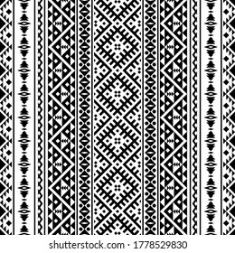 Tribal Ikat ethnic pattern vector in black and white color