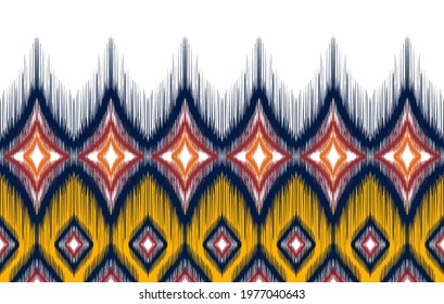 Tribal ikat Indian seamless pattern design. Aztec fabric carpet mandala ornament native boho chevron textile decoration wallpaper. Geometric African American style vector illustrations background.