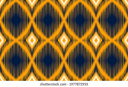 Tribal ikat Indian seamless pattern design. Aztec fabric carpet mandala ornament native boho chevron textile decoration wallpaper. Geometric African American style vector illustrations background.